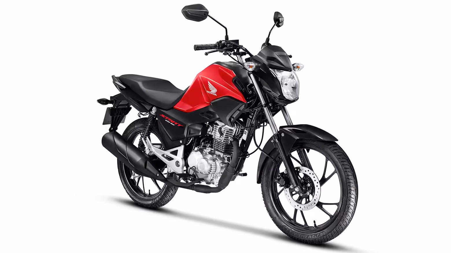 CG 160 Start vermelha vista lateral dianteira direita