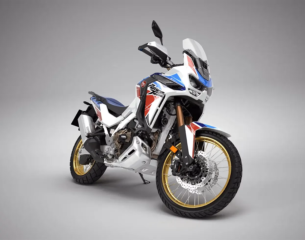 Vista 3/4 frontal direita da CRF 1100L Africa Twin Adventure Sports ES branco perolizado - 2 de 24